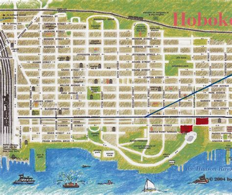 Hoboken Map Hoboken Nj Beaches Jefferson Street