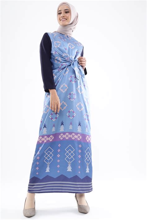 Batik Modern Model Baju Gamis Batik Kombinasi Kain Polos 2018 Terbaru