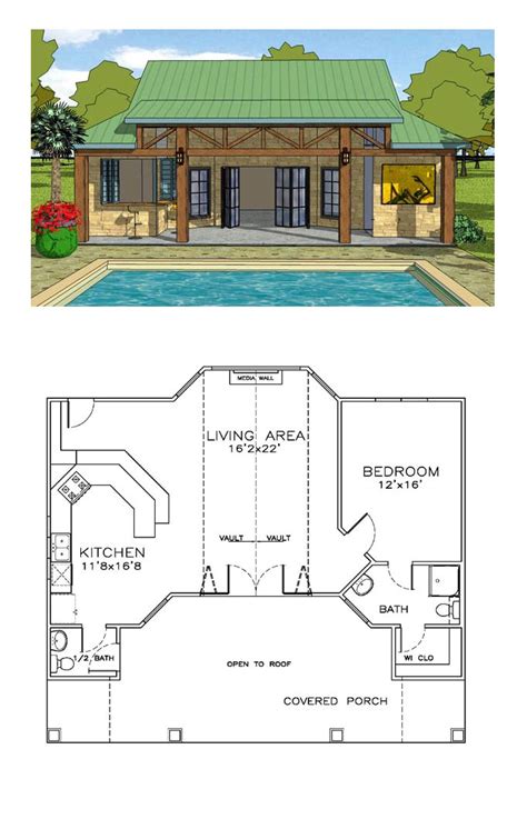 Craftsman Style With 1 Bed 2 Bath Pool House Plans Coastal House