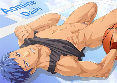 Rule 34 1male Abs Aomine Daiki Basketball Ball Blue Hair Bottomless Bottomless Male Clothing