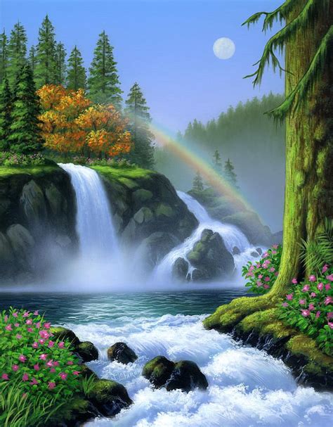 Jerry Lofaro Waterfall Scenery Waterfall Art Waterfall Paintings