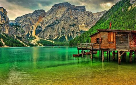 Download Wallpapers 4k Lake Braies Hdr Beautiful Nature Green Lake