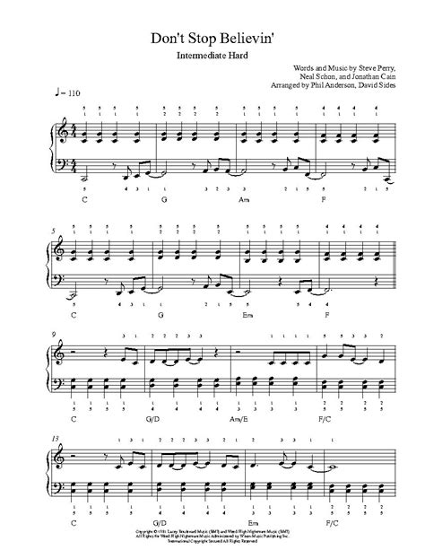 Don T Stop Believin By Journey Piano Sheet Music Intermediate Level