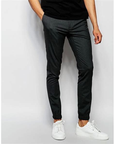 Asos Super Skinny Smart Joggers In Gray For Men Lyst