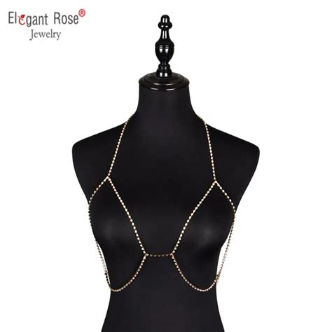 Buy Elegant Rose Fashion Gold Silver Rhinestone Body Jewelry Sex Necklaces For