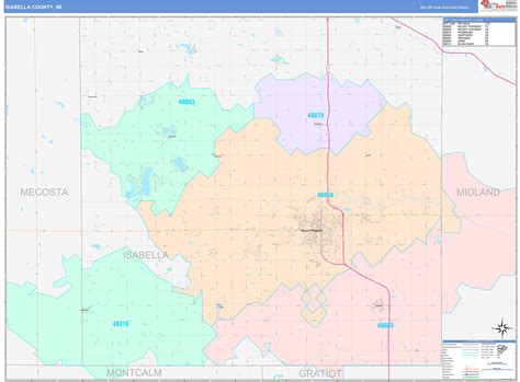 Isabella County, MI Wall Map Color Cast Style by MarketMAPS - MapSales.com