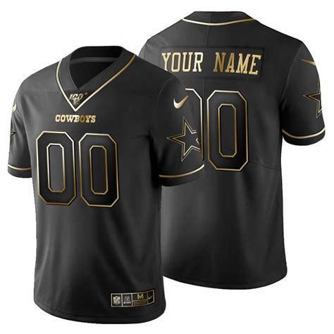 Dallas Cowboys Custom Mens Nike Black Golden Limited Nfl 100 Jersey