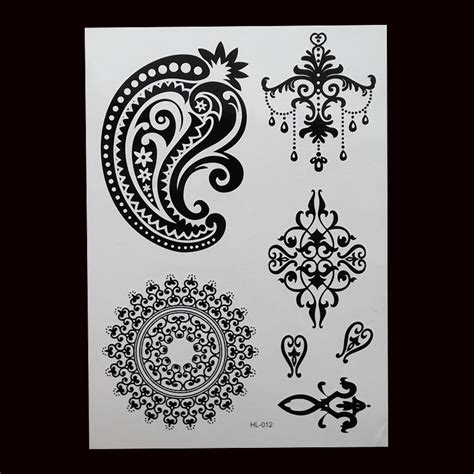 1pc fashion flash waterproof tattoo women black henna jewel lace body shell sun flower pendant