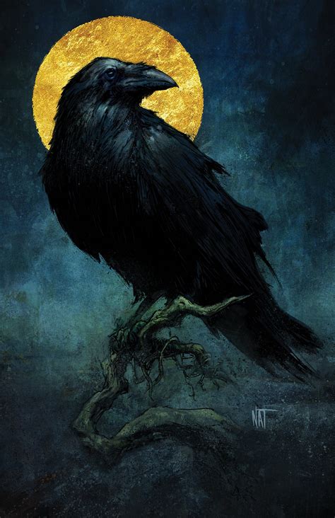 Moon Raven Print By Nat Jones Raven Crow Black Bird Nat Etsy