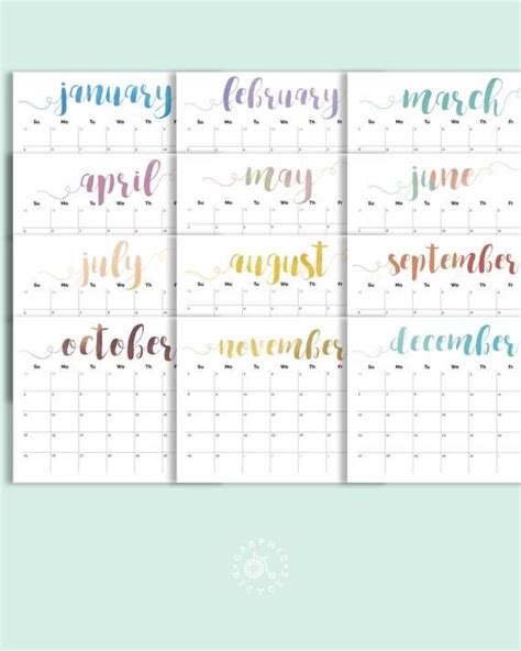 Printable Calendar 2019 Large Wall Calendar 2019 2020 Desk Etsy