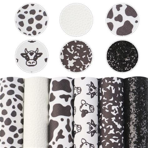 cow print faux leather bundle of 6 sheets etsy