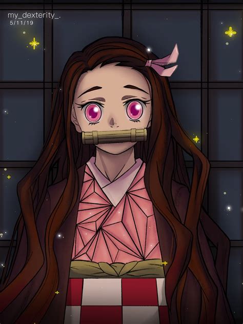 fanart of Nezuko from the anime Demon Slayer by Mohib Khurram at