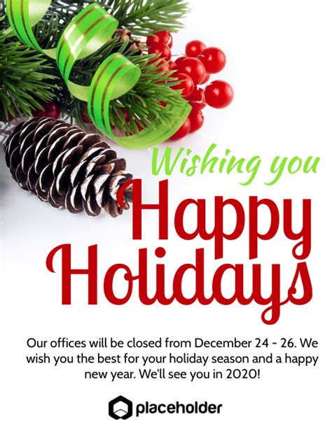Holiday Office Closure Template Postermywall