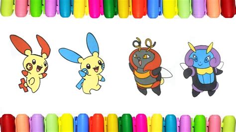 Pokemon Coloring Pages Plusle Minum Volbeat And Illumise YouTube