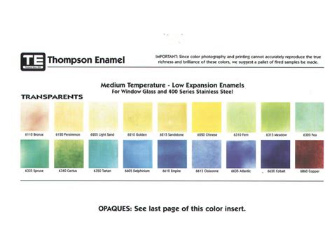 Color Chart Thompson Enamel