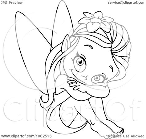 Clipart Sitting Fairy Outline Royalty Free Vector