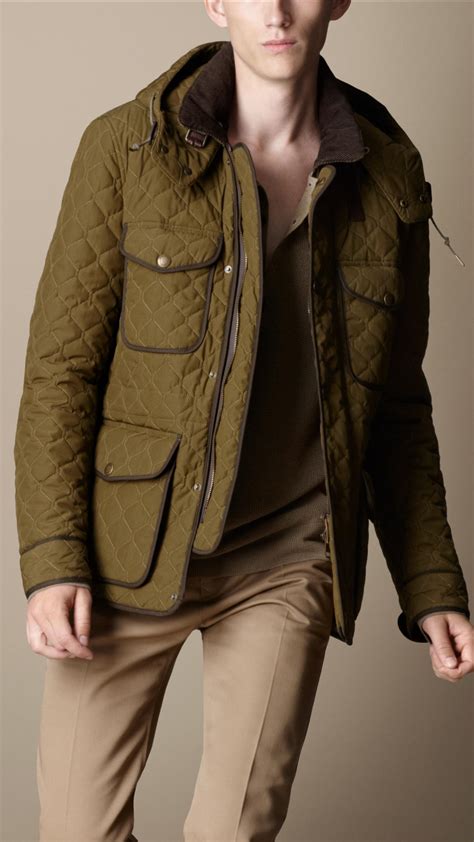 Burberry Leather Trim Quilted Field Jacket In Green For Men Lyst