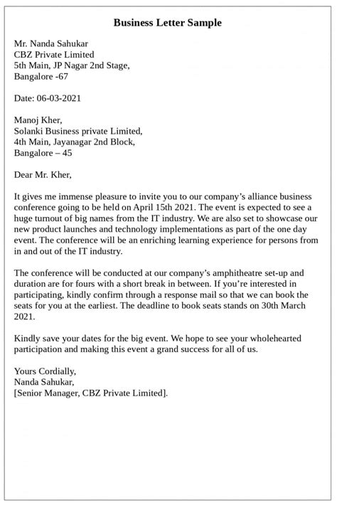 Business Letter Format Examples