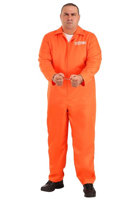 Convict Inmate Jail Prisoner Costume Orange 2 Piece Set Xl