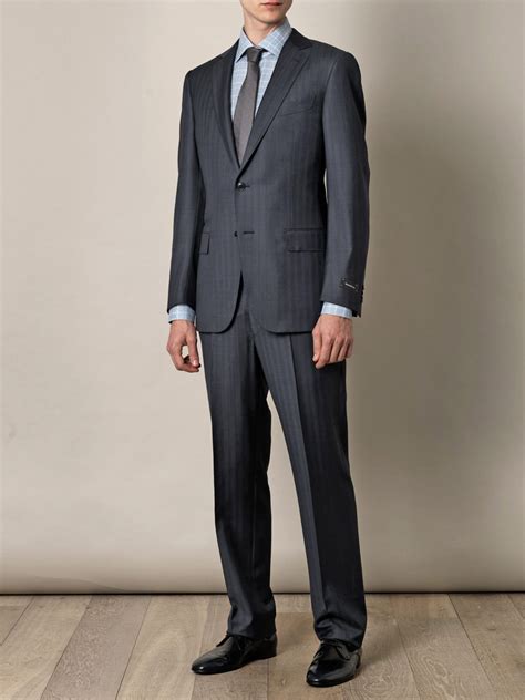 Lyst Ermenegildo Zegna Milano 2 Subtle Stripe Suit In Blue For Men