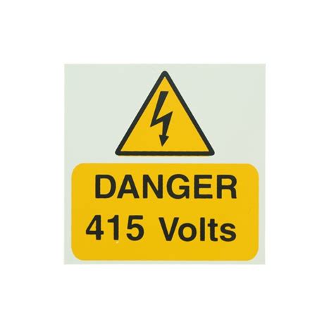 5 Self Adhesive Rigid Pvc Danger 415 Volts Stickers At Uk Electrical