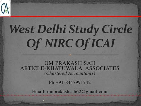 Ppt West Delhi Study Circle Of Nirc Of Icai Powerpoint Presentation