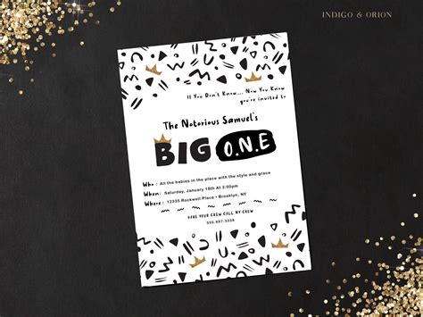 Big One Birthday Invitation Notorious One Biggie Themed Etsy First