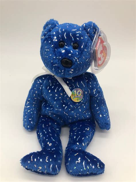 Dark Blue Decade Bear Ty Beanie Baby Etsy