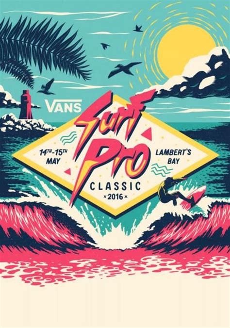 2016 Vans Surf Pro Classic Surf Print Surfing Poster Vintage Beach