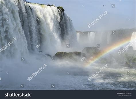 Rainbow Over Iguazu Falls View Brazilian Stock Photo 1912416256