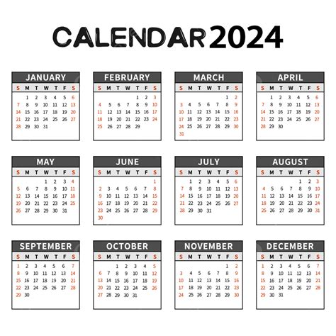 Kalender Hitam Sederhana Sederhana Kalender Tahun Png Dan