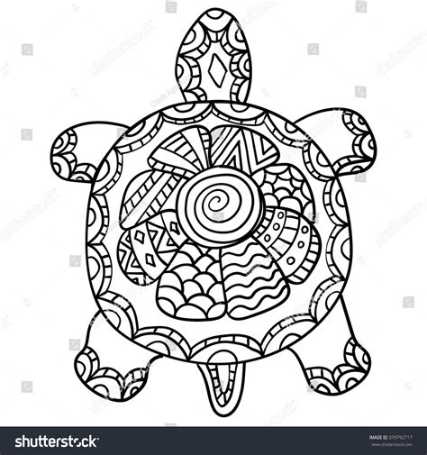 Gambar Coloring Page Adult Drawing Zentangle Turtle Stock Vector Shirt