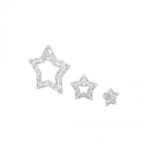 Swarovski Stella Set 3 Star White Rhodium Plated Brooch 5618048