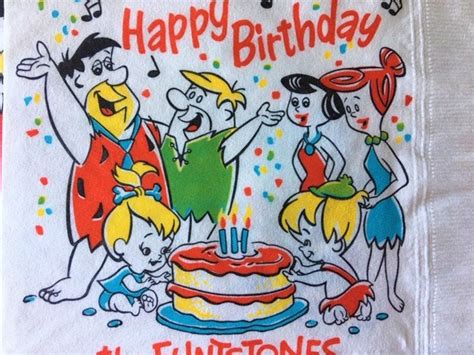 Flintstones Happy Birthday Party Large Paper Etsy