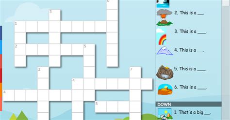 English Corner Del Colegio Público El Haya Nature Vocabulary Crossword