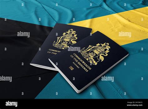 Bahamas Passport With Bahamas Flag Citizenship By Investment Stock
