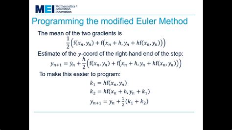 Mei Fpt Differential Equations 3 Numerical Solutions Modified Euler