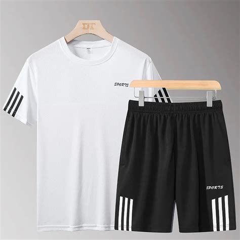 Mens Short Sets 2 Piece Outfits Casual Track Suits Short Sleeve