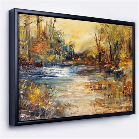 Designart Stream In Forest Oil Painting Landscape Painting Framed