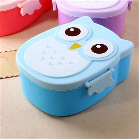 Cartoon Cute 4 Style Owl Easy Open Bento Box Lunch Meal Box Microwave