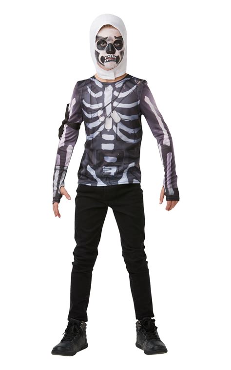 Fortnite Skull Trooper Costume Top Teen Boys Fancy Dress