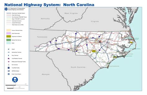 Large Highways System Map Of North Carolina North Carolina State