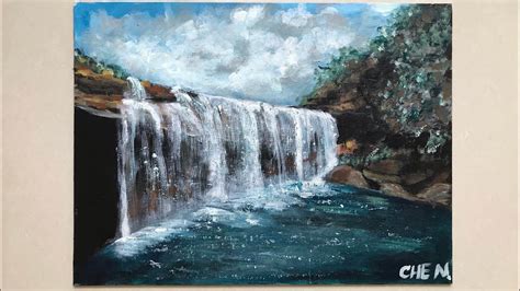 Waterfalls Painting Tutorial Using Acrylics For Beginners Youtube