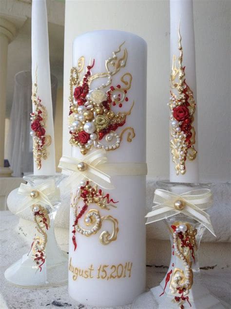 Wonderful Weddings Wonderful Wedding Unity Candle Set In Ivory Gold