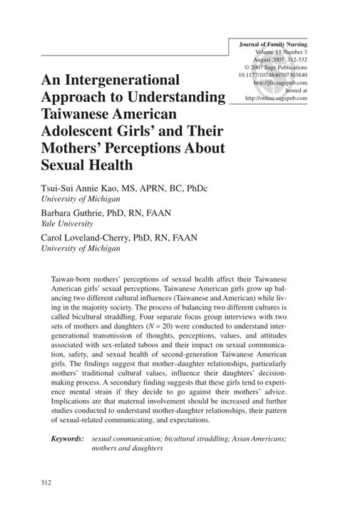 Pdf An Intergenerational Approach To Understanding Taiwanese American Adolescent Girls And