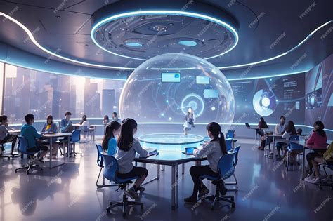 Premium Ai Image Holographic Learning Experiences Immersive Education In Futuristic Classrooms
