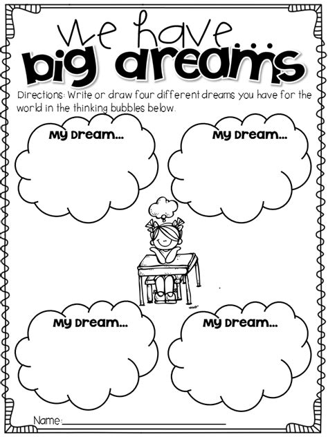 We Have Big Dream Writing Activitywonderful Mlk Activity Martin
