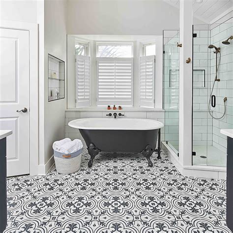 Black White Tile Bathroom Floor Flooring Guide By Cinvex