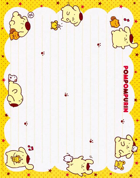 Sanrio Purin Volume Letter Set 2014 Note Writing Paper Printable