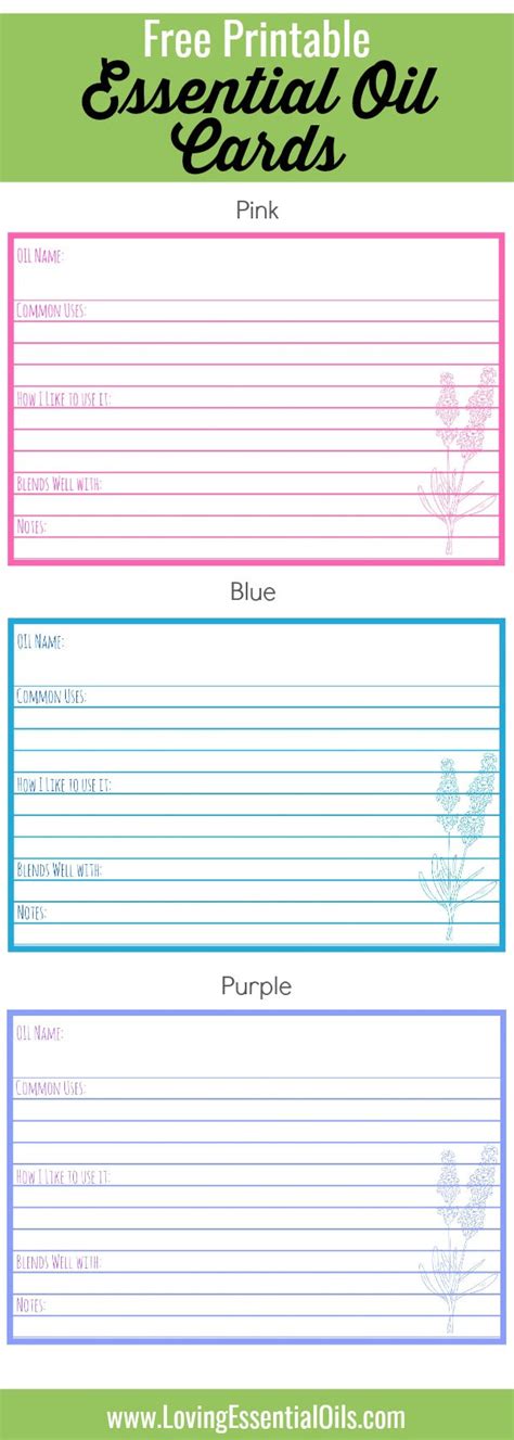 Free Printable Essential Oil Cards
